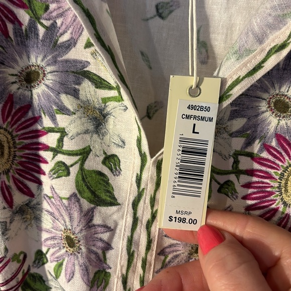 Max studio NWT. Linen and rayon chrysanthemum dress maxi size large - Picture 5 of 11